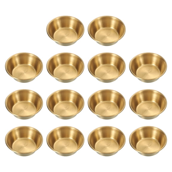 Uxcell 3 Inch Mini Stainless Steel Sauce Dish, 14 Pcs Round Seasoning Bowls for Salad Side Dishes, Gold