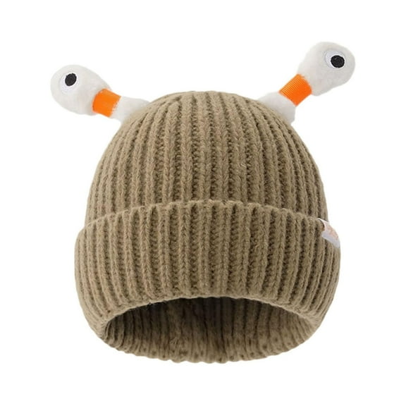 LIZUOJUN Frog Headband Hat Kids & Adults Ribbed Winter Hat with Snail Eyes Warm Novelty Knitted Cap for Casual & Cosplay Khaki One Size