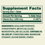 Spring Valley Vitamin B12 Supplement Timed-Release Tablets for Metabolism Support, 1000 mcg, 60 Count