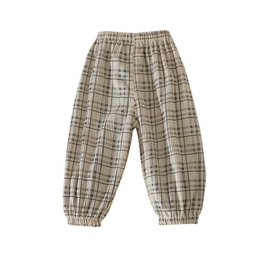 Odeerbi 1-7 Years Toddler Boys Girls Corduroy Sweatpants Plaid Workout Athletic Sports Jogger Pants Summer Bottom Cute Full Length Joggers