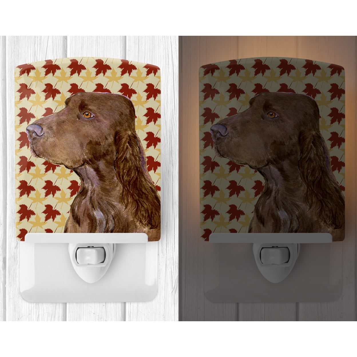 Caroline's Treasures SS4331CNL Field Spaniel Fall Leaves Portrait Ceramic Night Light, 6x4x3", multicolor