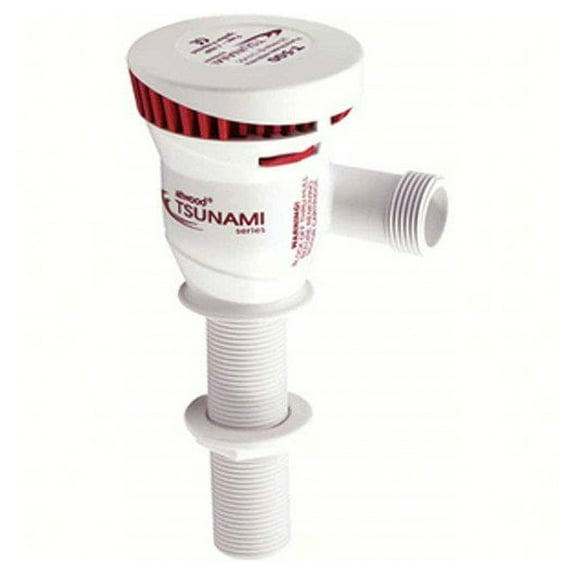 Attwood Tsunami T800 Aerator Pump, 800 GPH, 12-Volt, 3 ½-Inch Long Inlet, Threaded ¾-Inch Diameter Outlet, 29-Inch Wire