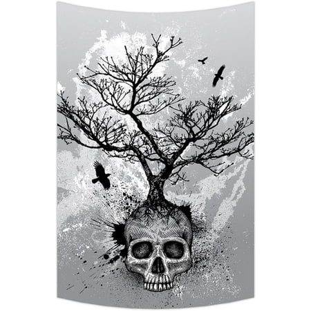 Skull Wall Decor GCKG Creative Skull Tree Black Eagle Wall Art Tapestries Home Decor Wall Hanging Tapestry Size 60
