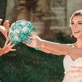 thumbnail image 3 of Royal Bridal Bouquet Handmade with Satin Roses & Pearls - Wedding Bouquet Holder for Bride and Bridesmaids, Rhinestone Wedding Flower Arrangements in Ivory White, 3 of 6