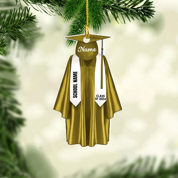 Graduation Ornament, Graduation Ornaments Class of 2023, Graduation Cap and Scroll Xmas Gift, Graduation Christmas Xmas Tree Ornaments, Gifts for Graduate, School Ornaments (DGRA5) - 3324 (Yellow)
