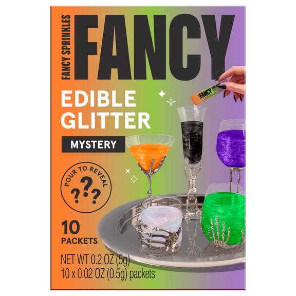 Fancy Sprinkles Mystery Halloween Edible Glitter Packets, Multi-Color, 10 Count, 0.2 oz