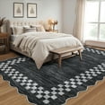 thumbnail image 3 of FairOnly 8'x10'Modern Low Pile Minimalist Large Area Rug Geometric Ruffle Edge Non Slip Washable Mat for Living Room Bedroom,Dark Grey, 3 of 7
