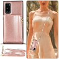 thumbnail image 1 of Crossbody Wallet Case for Galaxy S20 5G with Neck Strap Lanyard Purse Handbag Shoulder Strap Cover with Credit ID Card Holder Slot Cute Luxury PU Leather Case for Galaxy S20 5G Rose Gold, 1 of 7