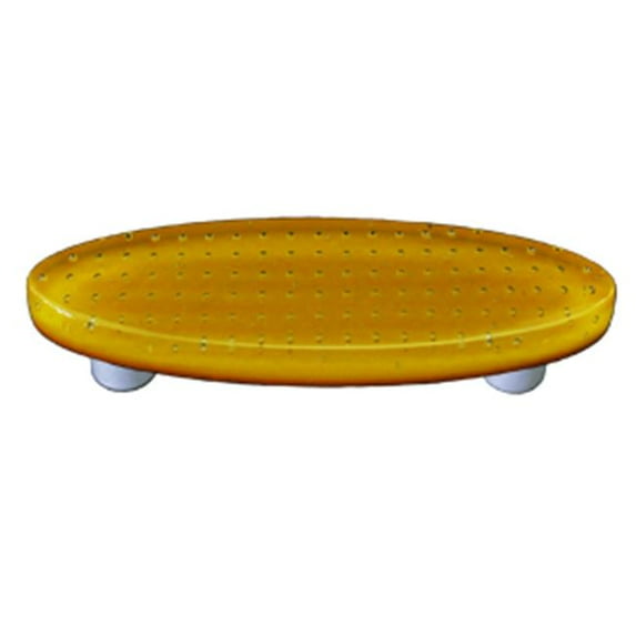 Hot Knobs HK1203-POA Bubbles Pumpkin Orange Oval Glass Cabinet Pull - Aluminum Post