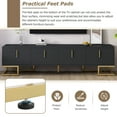 thumbnail image 3 of Gzxs Modern TV Stand with Metal Legs & Gold Handles for TVs up to 80", Luxury Media Console with 4 Doors and Adjustable Shelves - 70.8 Inch Living Room Entertainment Center (Black), 3 of 9
