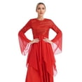 thumbnail image 3 of vastwit Costume de Danse pour Femmes Superposition Tunique Paillettes Culte Lyrique Robe de Danse Paillettes_Rouge G, 3 of 7