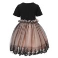 thumbnail image 2 of Richie House Little Girls Pink Black Bow Accent Embroidered Mesh Dress 3/4, 2 of 3