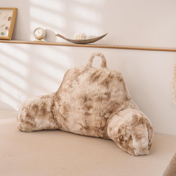 Almohada Reading Pillow A Nice Night, de piel sintética, suave, con forma de cuña, color caqui