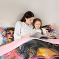 thumbnail image 4 of spefrowx Graffiti Abstract Girl Twin Bedding for Kids, Pink Sunglass Paint Splash Bedding Comforter Set, Pink Reversible, 7 Pieces, 4 of 6