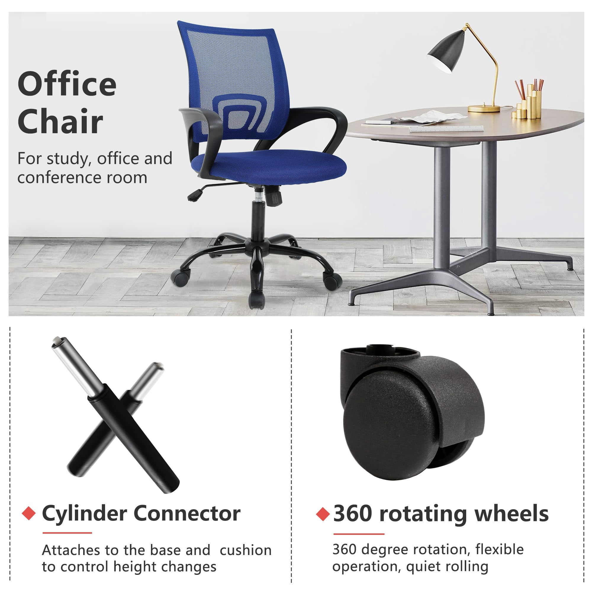 PayLessHere Ergonomic Chair , Adjustable Home Office Chair , Lumbar Support ,Swivel Rolling , Blue