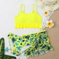 thumbnail image 7 of GYRATEDREAM Child Big Girls 3PCS Butterfly Swimsuits Flounce Crop Bikini Set with Cover Up Beach Skirt, 7 of 7