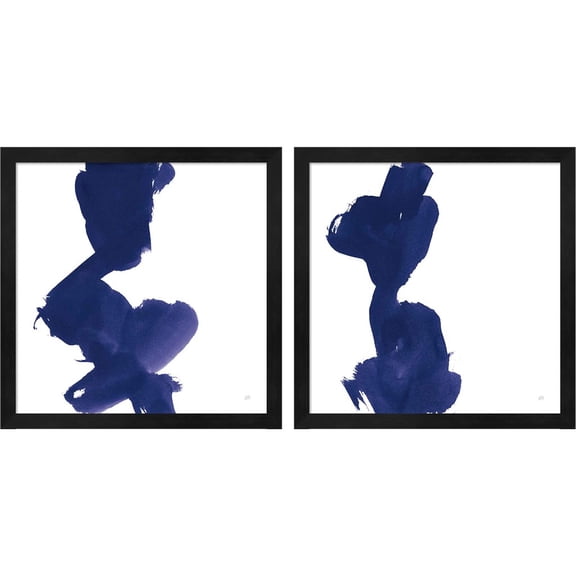 Great Art Now Swash Indigo by Chris Paschke, 2 Piece Framed Art Set Each 13.25"W x 13.25"H