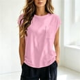 thumbnail image 5 of Horkkom Short Sleeve Tops for Women Crew Neck Solid Color Basic Tees Casual Loose T Shirts with Pocket M, 5 of 10