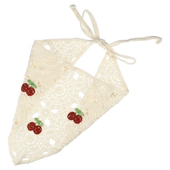 Unique Bargains 1 Pc Fashion Cherry Hollow Triangle Headwrap for Women 21.26"x10.24" Beige