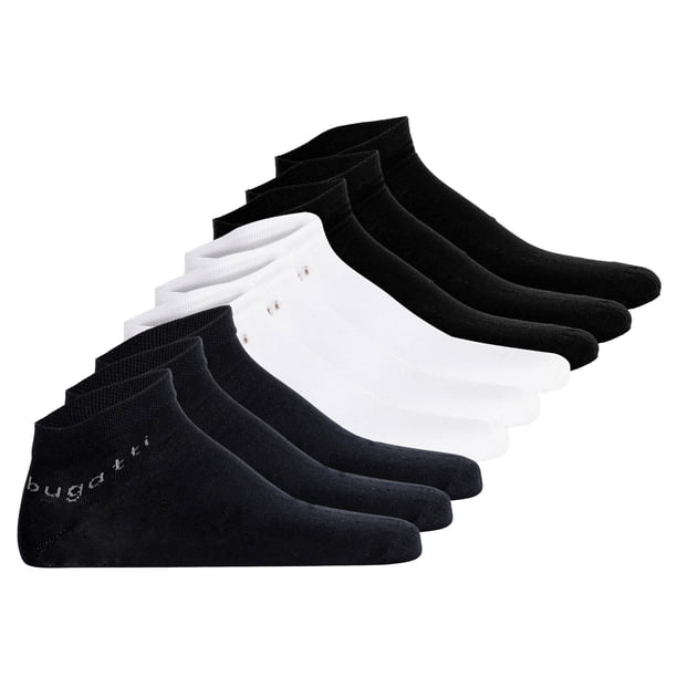 bugatti calcetines zapatillas hombre pack de 9 - Calcetines Algodón Suave Uni Basic Negro/blanco/azul oscuro 43-46