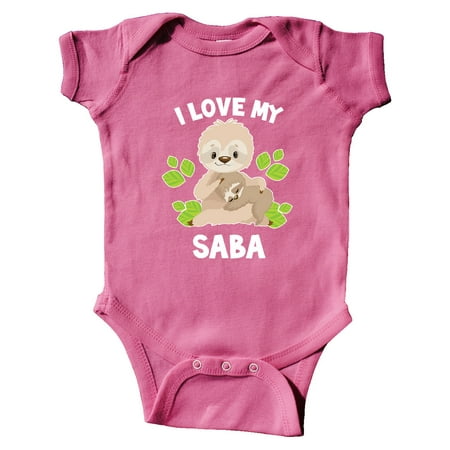 

Inktastic Cute Sloth I Love My Saba with Green Leaves Gift Baby Boy or Baby Girl Bodysuit