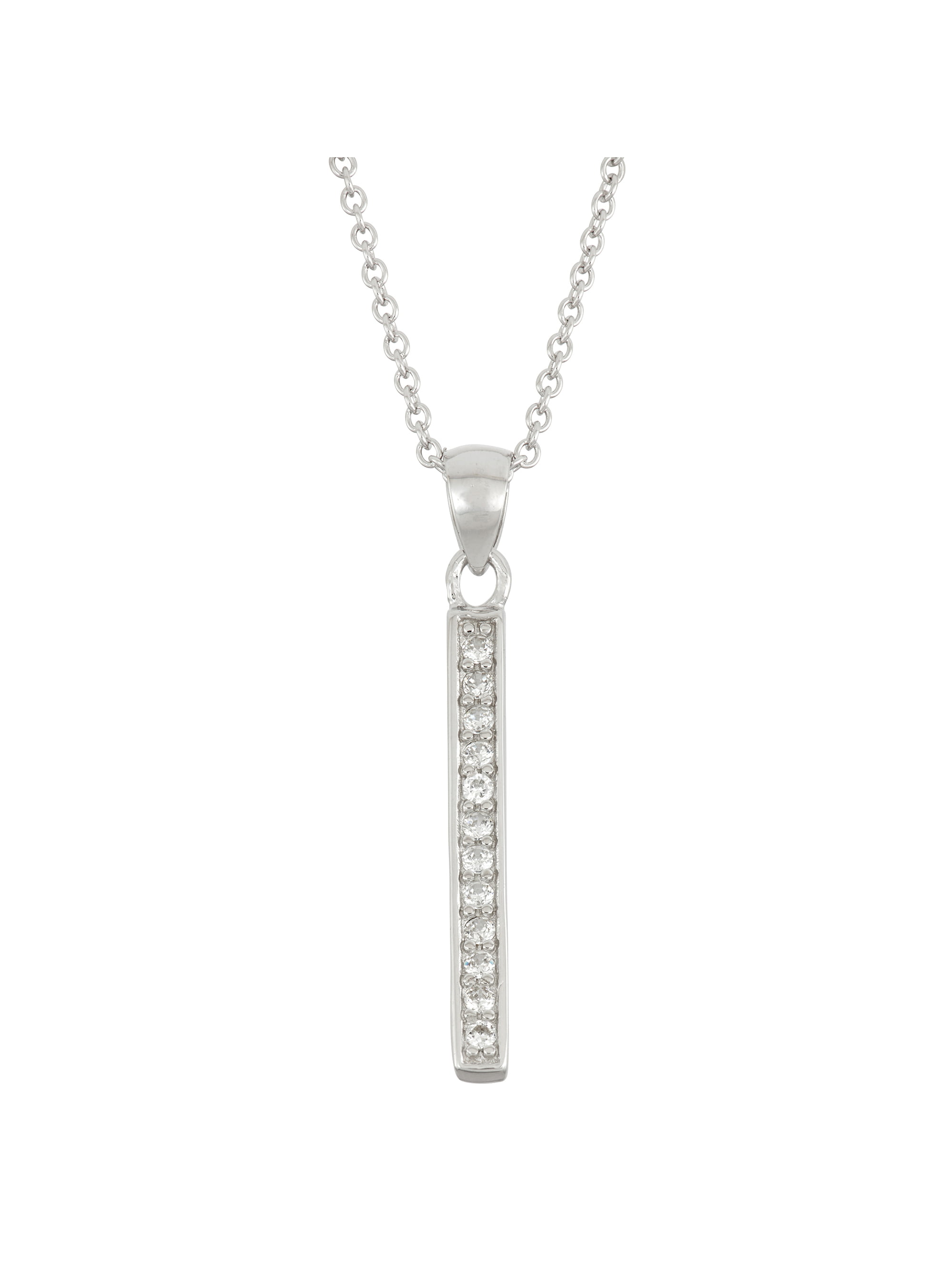 Vaccinated Personalize Solid Vertical Bar Pendant .925 Sterling Silver