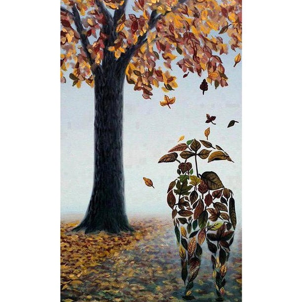 Drill Diamond Painting (DB0464) Full Round Abstract Bead Art Mosaic (Pareja de hojas) 20X30cm Hugtrwg Para estrenar
