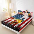 thumbnail image 4 of Homewish Bass Big Fish Queen Sheet Sets,American Flag Pattern Flat Sheet,Hunting And Fishing Queen Fitted Sheet For Boys,Ultra Soft Home Decor,4pcs, 4 of 7