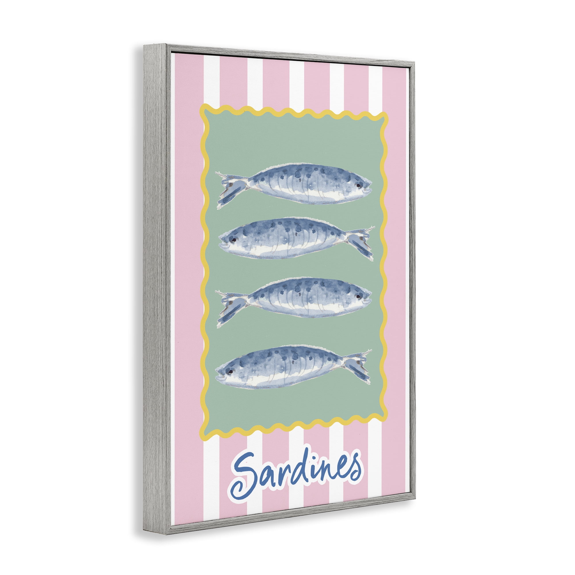 Stupell Industries Pastel Striped Sardines Gray Framed Giclee Art, design by Patricia Pinto