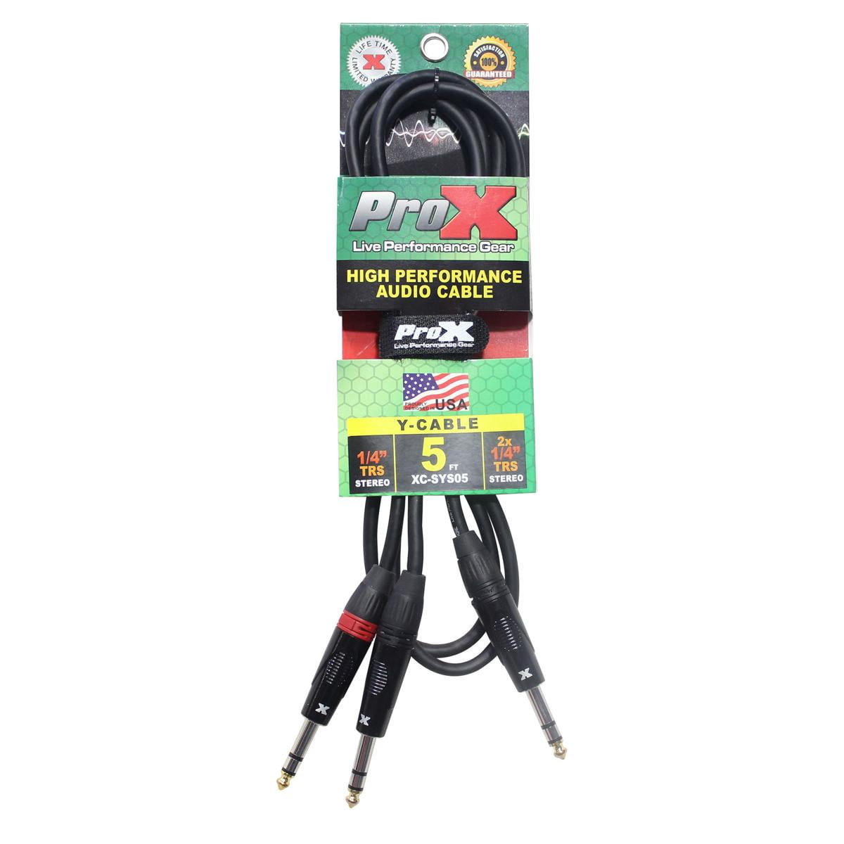 ProX XC-SYS05 5' 1/4" TRS-M to Dual 1/4" TRS-M High Performance Audio Cable