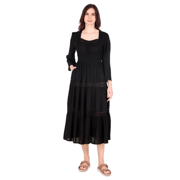 ThePirateDressing Women's Renaissance Medieval Tiered Dress with Bell Sleeves