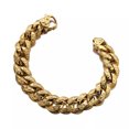 thumbnail image 6 of EOEMY 9" Men Chain Wristband Black Gold Silver Curb Link 316L Stainless Steel Bracelet-Gold, 6 of 6