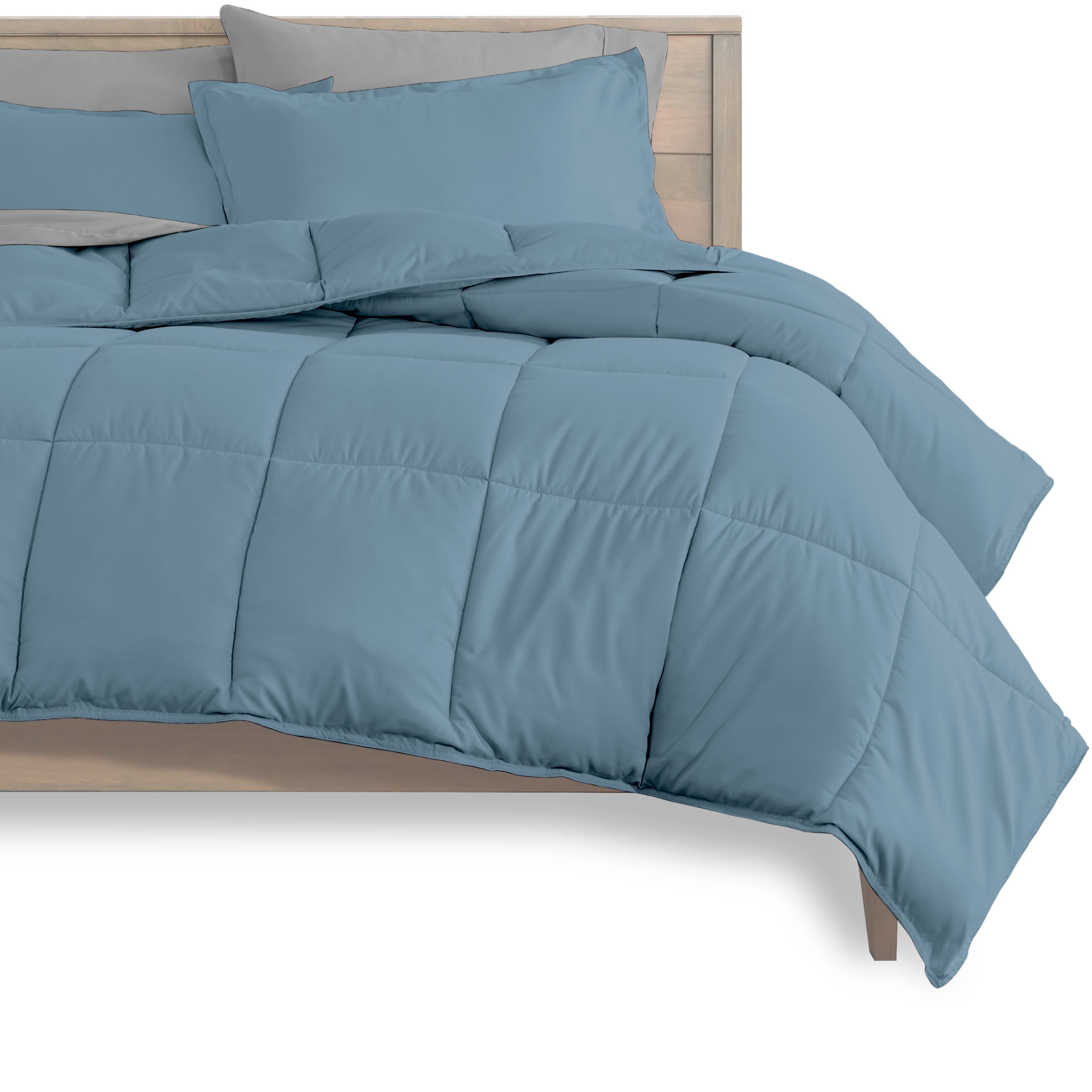 Bare Home Microfiber 5-Piece Coronet Blue and White Bed in a Bag, Twin XL