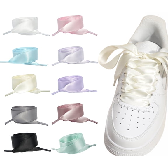 8 Pairs 0.8" Wide Satin Ribbon Shoelaces Flat Colorful Shoe Laces for Women