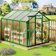 thumbnail image 3 of Homhougo 6x10 FT Greenhouse, Large Aluminum Greenhouses for Outdoors, Heavy Duty Polycarbonate Greenhouse with Roof Vent, Walk-in Green Houses for Winter Garden, Backyard, Patio, Lawn, Easy Assembly, 3 of 7
