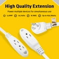 ClearMax 3 Prong Heavy Duty Extension Cord with 3 Outlets for Home