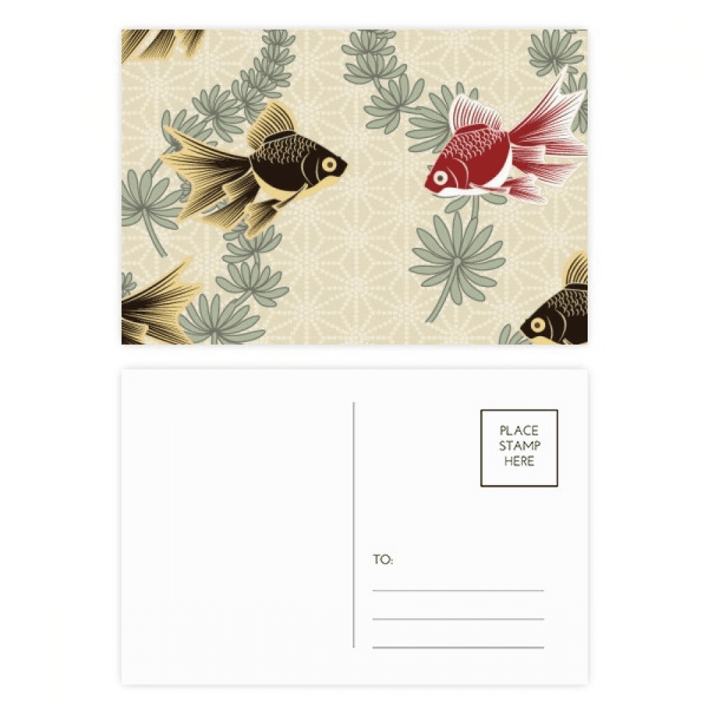 fish watergrass japan postcard set birthday mailing thanks greeting card
