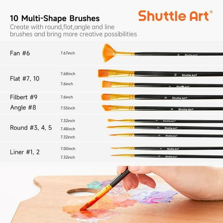 Shuttle Art Acrylic Paint Set, 36 Colors Acrylic Paint with Brushes & Palette, 2oz Bottles, Rich Pigments Non-toxic Paint for Artists Adults, Art Supplies for Canvas Rock Ceramic Wood Painting
