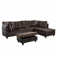 thumbnail image 2 of Ainehome 103.5" W Sectional Sofa, Chocolate Microfiber Living Room Set, 2 of 6