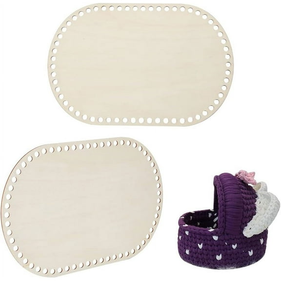 2pcs Wooden Basket Bottom Oval Crochet Basket Bottom 11.8×7.7" Wooden Base Shaper Blank Crochet Base