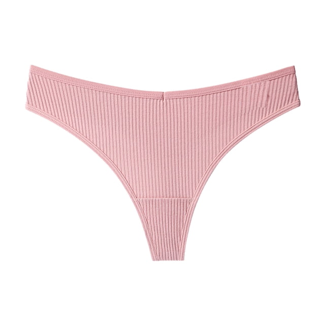 tanga de mujer tanga de algodón tangas bragas de mujer sexy cintura en v calzoncillos femeninos pantys lencería fridja nalpqowj15032 Rosado — Vista frontal centrada de una tanga rosa con corte en V y silueta tanga, confeccionada en 95% algodón y 5% spandex; tejido acanalado y costuras visibles, panel interior de algodón sobre fondo blanco; suele usarse también como ropa de dormir ligera.