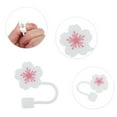 thumbnail image 3 of Unique Bargains 4 Pcs Begonia Flower Straw Cover Cap for Office White Pink Silicone, 3 of 5