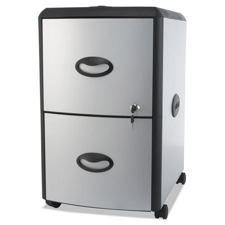 Two Drawer Mobile Filing Cabinet Metal Siding 19w X 15d X 23h