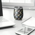 thumbnail image 3 of 12oz Stemless Wine Tumblers Black Cartoon Colorful Unicorn Pattern Vacuum Insulated Stainless Steel Travel Tumbler Cups Mug with Lid and Straw for Champaign,Cocktail,Beer with Cleaning Brush, 3 of 5