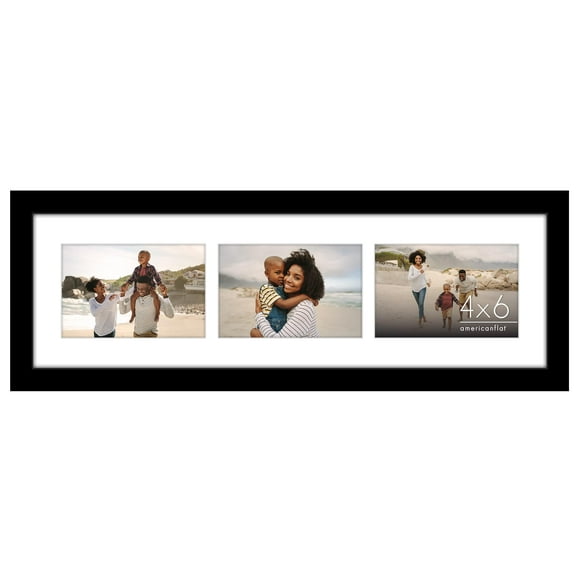 Americanflat 6x20 Collage Picture Frame with Shatter-Resistant Glass - Fits (3) 4x6 Photos or One 6x20 Photo - Gallery Wall Frame Set - Signature Collection - Photo Frame for Wall or Tabletop - Black