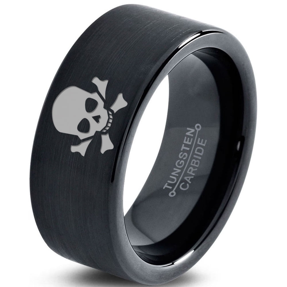 tungsten skull rings for men