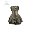 thumbnail image 2 of Vestido corto vaquero de una pieza elegante con hombros descubiertos para mujer, para fiesta, club, estilo vintage Y2K, estilo kawaii, sin tirantes, estilo vaquero, para verano 2023, 2 of 3