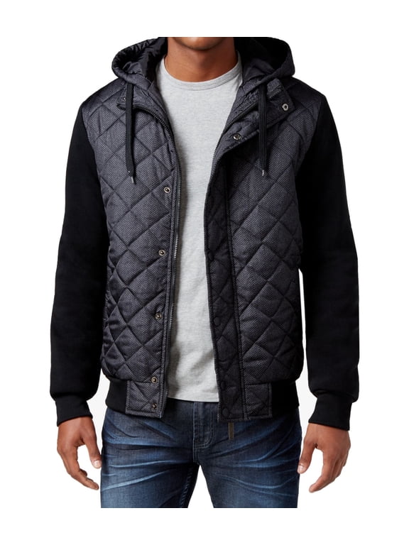 Mens Solid Puffer Jacket, Grey, Medium