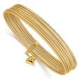 thumbnail image 1 of 14k Yellow Gold Dangle Heart Large Slip On Set Of 7 Bangle Bracelet, 1 of 6