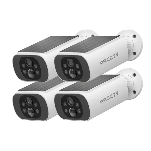 ARCCTV 4MP Solar Security Camera 4-Pack - Wide View,100% Wireless,Weatherproof Next-generation WiFi6